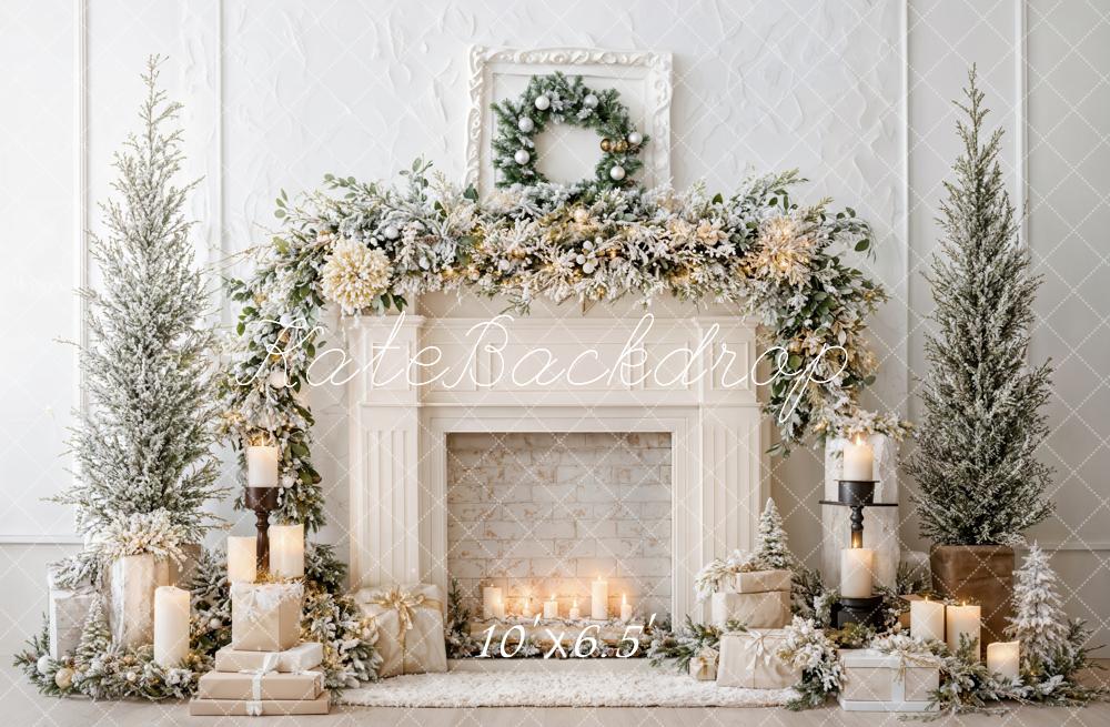 Kate Christmas Fireplace Garland Backdrop Designed by Emetselch - Kate Backdrop AU