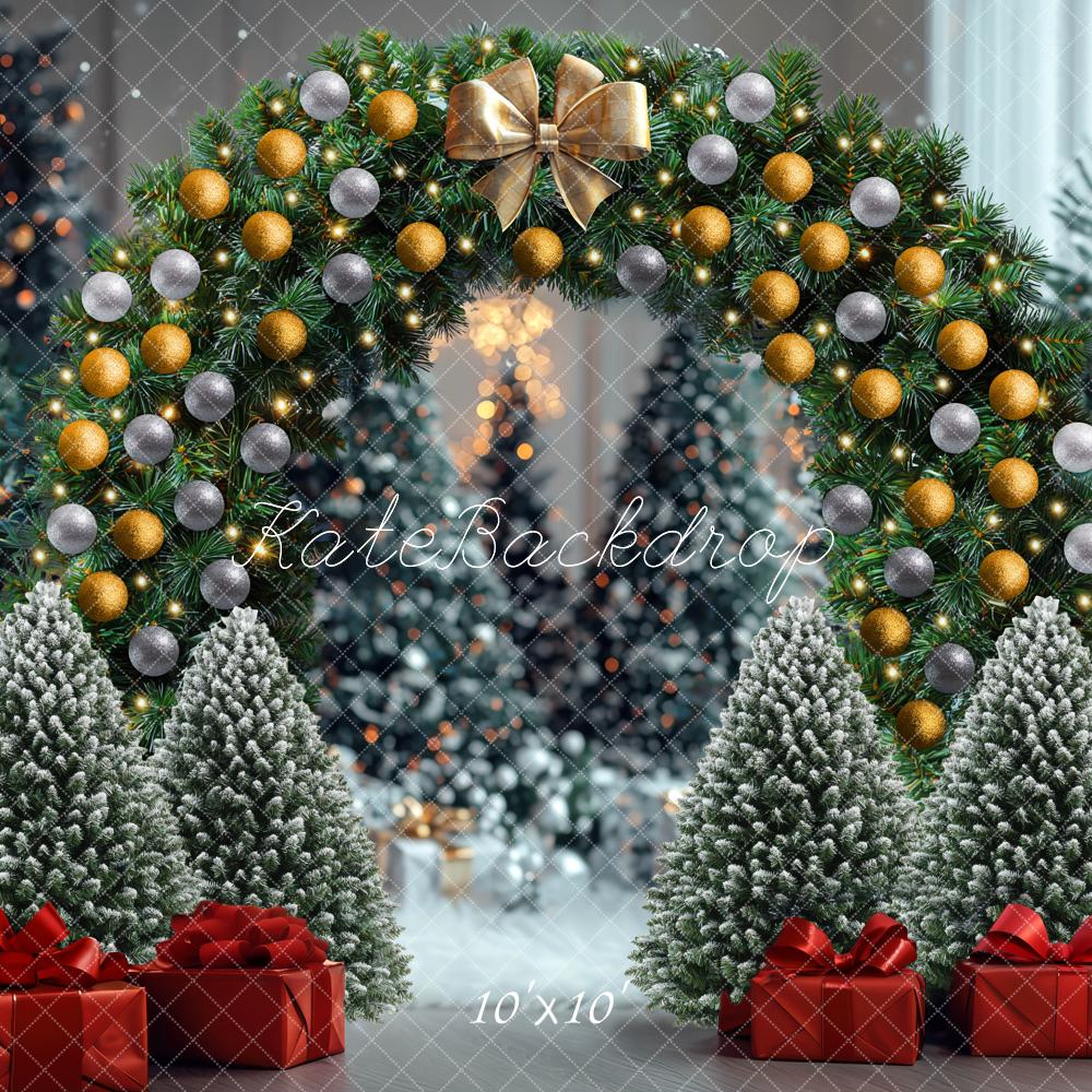 Kate Christmas Trees Arch Snowy Backdrop Designed by Mini MakeBelieve - Kate Backdrop AU
