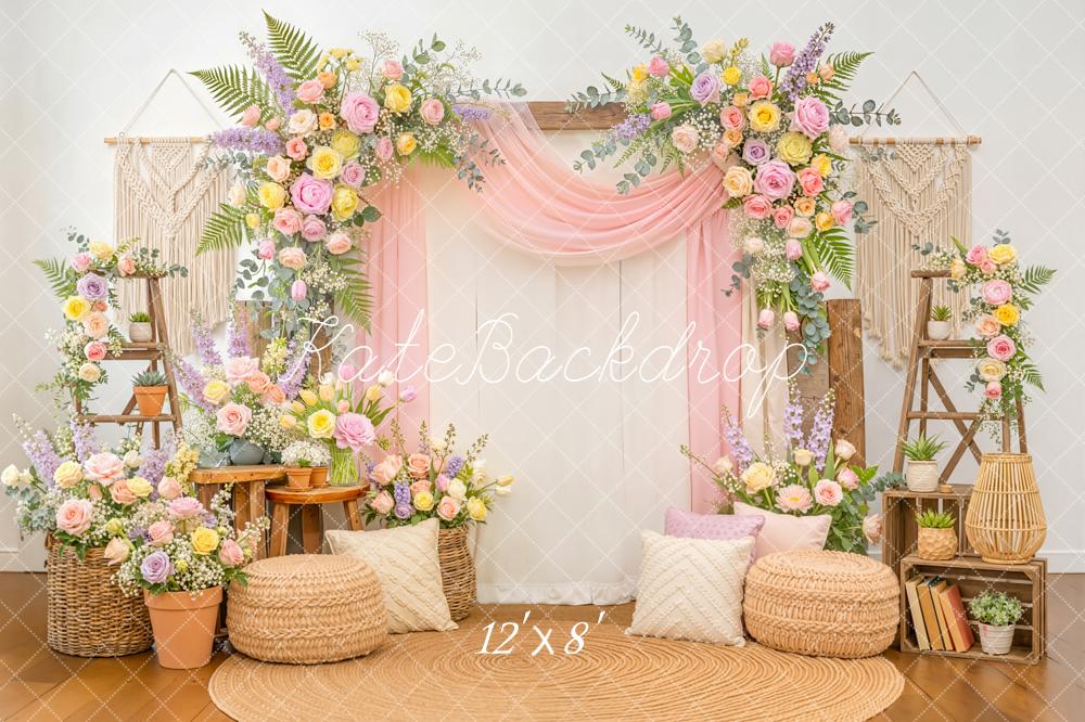 Kate Flower Boho Macrame Pastel Backdrop Designed by Emetselch