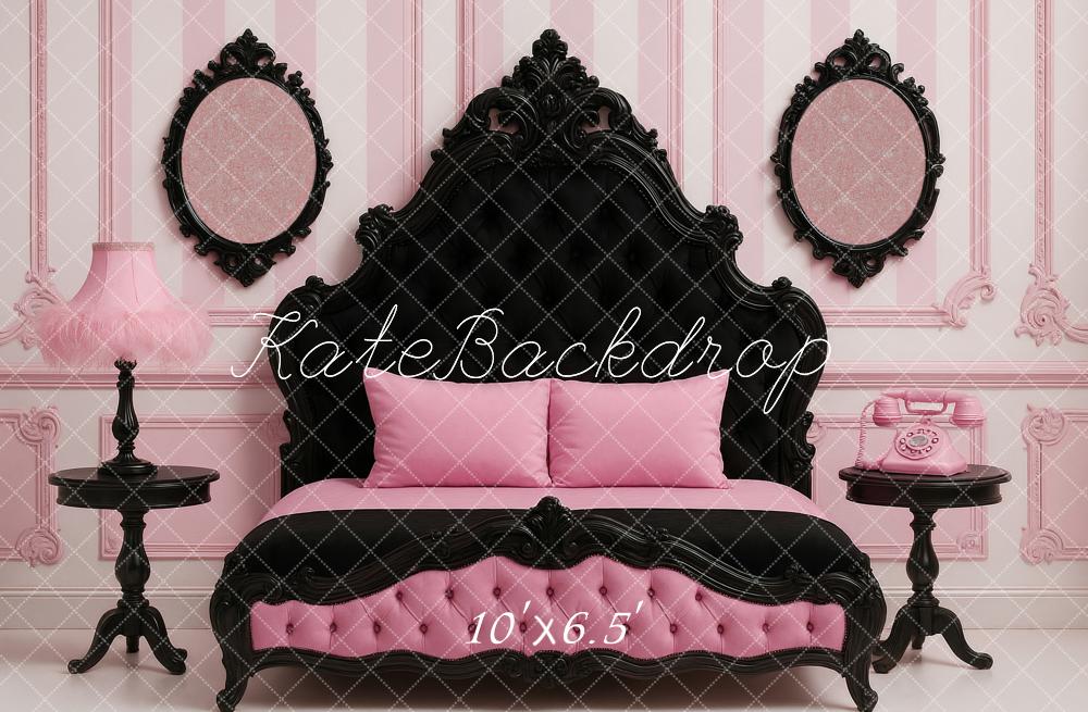 Kate Doll Dream Pink Black Bed Room Backdrop Designed by Ashley Paul