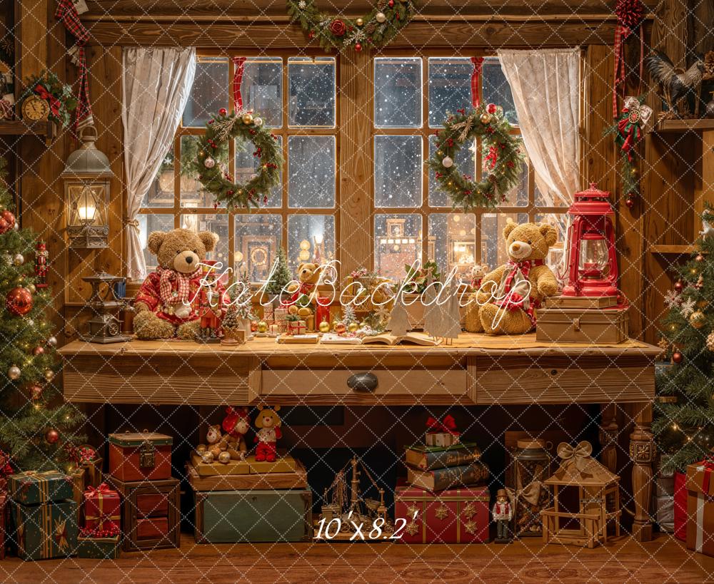Kate Christmas Teddy Bears Wooden Desk Backdrop Designed by Emetselch - Kate Backdrop AU