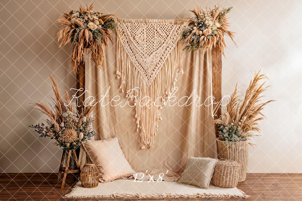 Kate Boho Macrame Pampas Grass Neutral Backdrop Designed by Emetselch