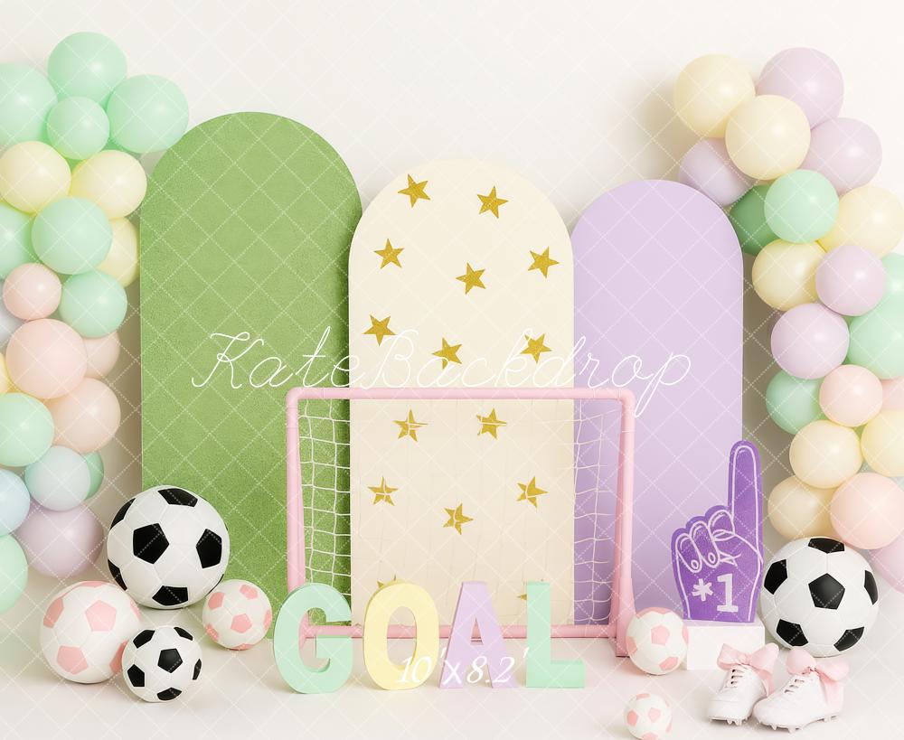 15% OFF Kate Soccer Balloons Goal Stars Pastel Backdrop Designed by Patty Roberts - Kate Backdrop AU