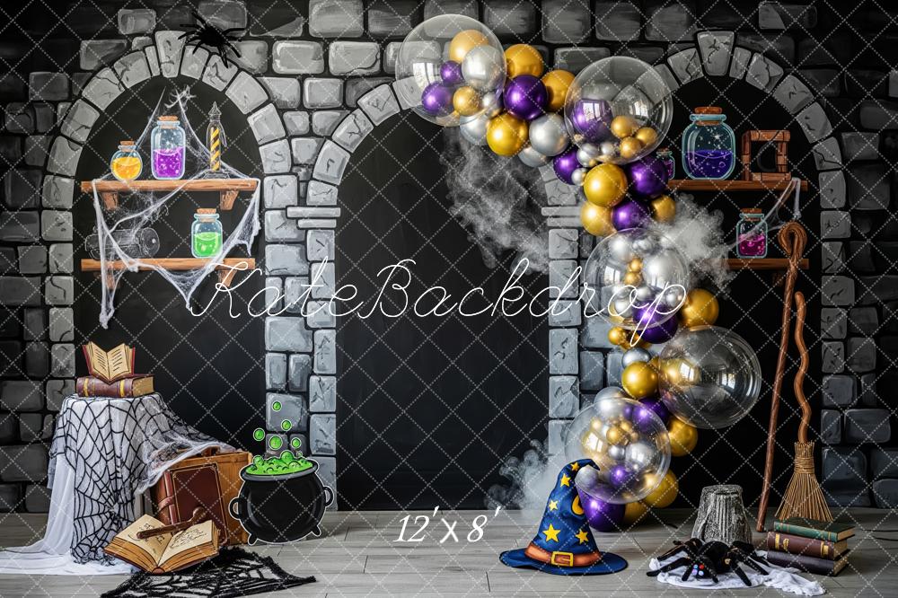 Kate Halloween Wizard Lab Stone Wall Backdrop Designed by Patty Roberts