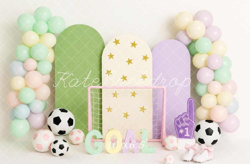 15% OFF Kate Soccer Balloons Goal Stars Pastel Backdrop Designed by Patty Roberts - Kate Backdrop AU
