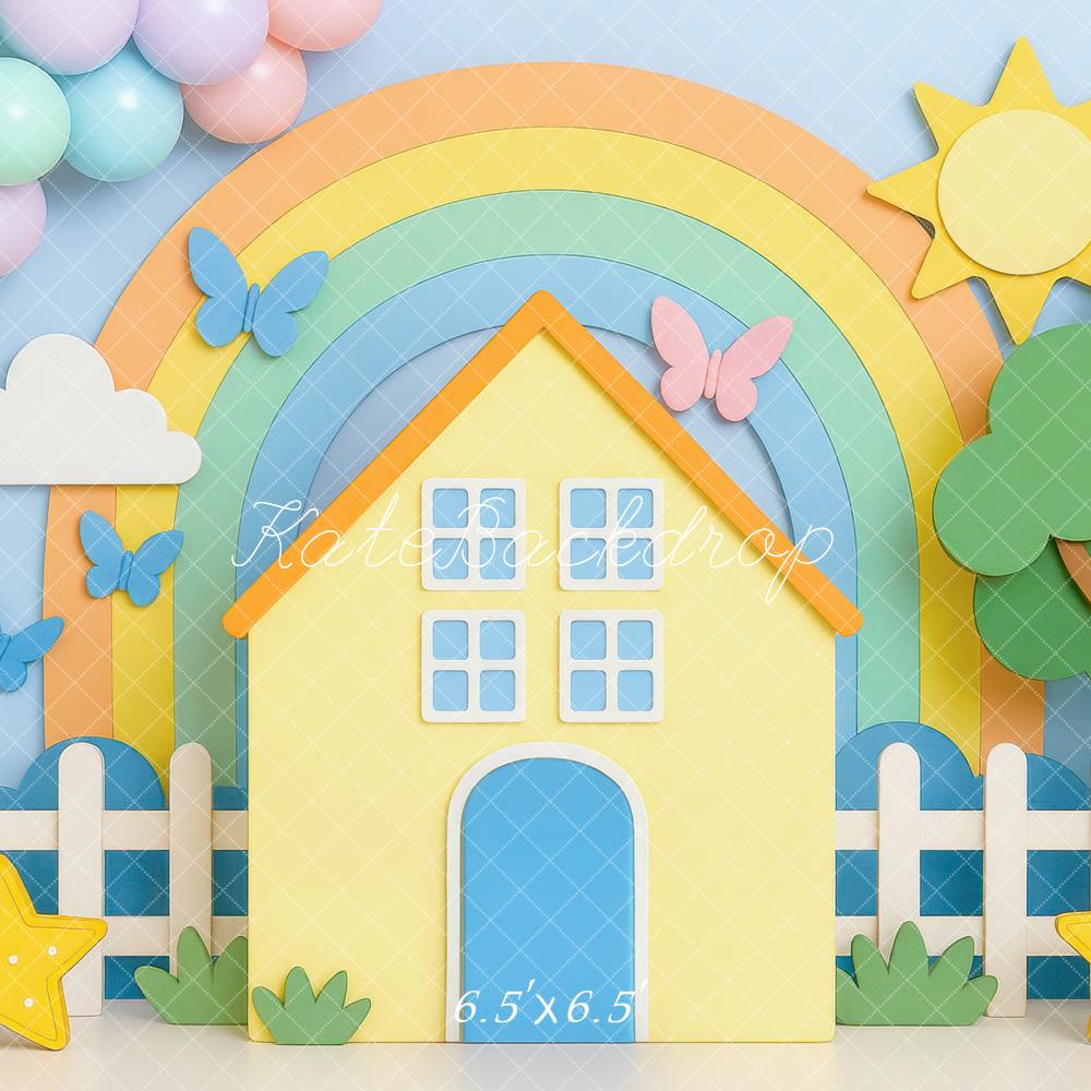 Kate Rainbow House Stars Tree Backdrop Designed by Mini MakeBelieve