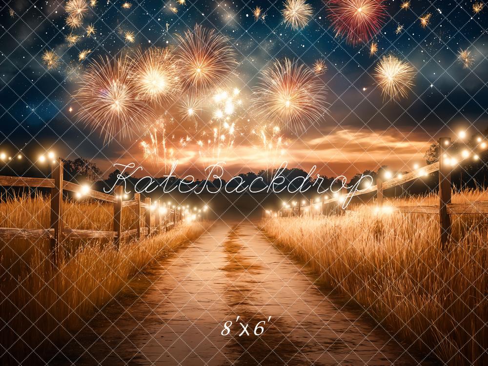 Kate Fireworks Starry Sky Country Lights Backdrop Designed by Emetselch
