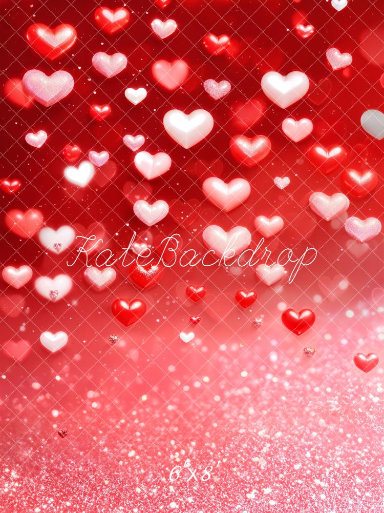 Kate Red Hearts Glitter Bokeh Backdrop Designed by Emetselch