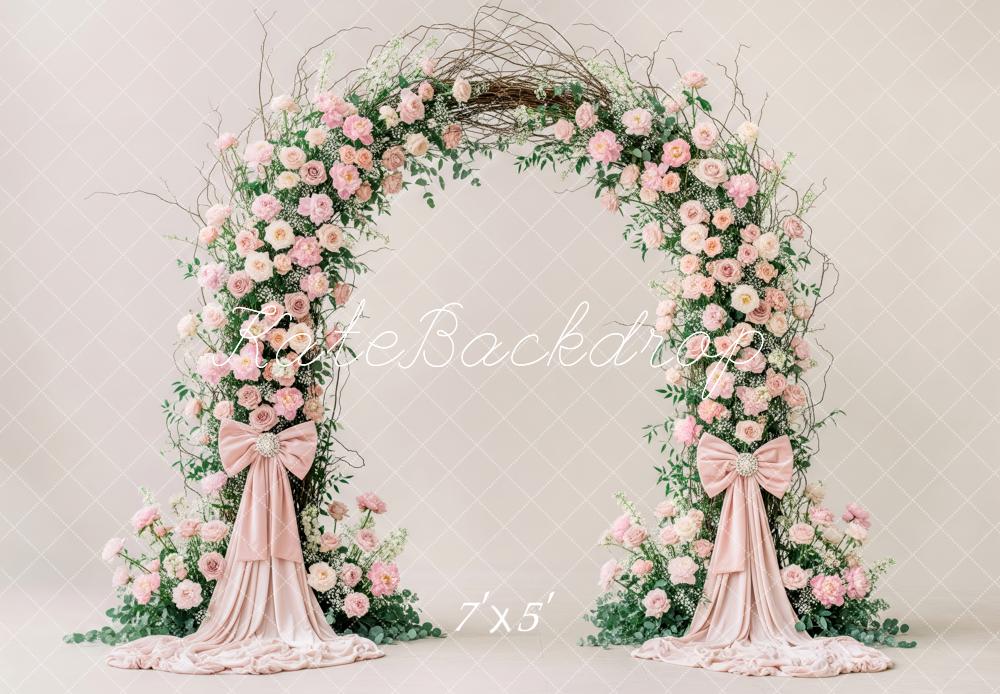 Kate Flower Arch Pink Bow Wedding Backdrop Designed by Patty Roberts