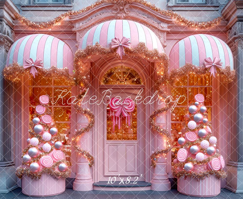 Kate Christmas Pink Shop Lollipop Trees Backdrop Designed by Mini MakeBelieve - Kate Backdrop AU
