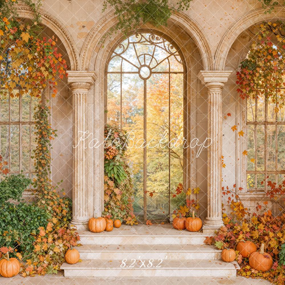 Kate Autumn Pumpkins Ivy Classical Arches Backdrop Designed by Emetselch