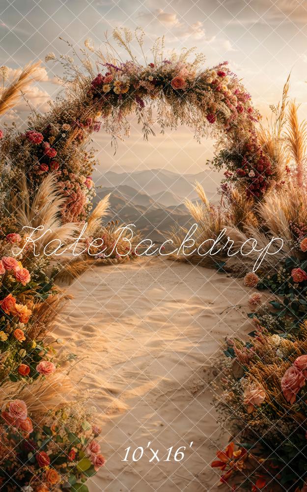 Kate Sweep Flower Arch Pampas Grass Backdrop Designed by Emetselch - Kate Backdrop AU