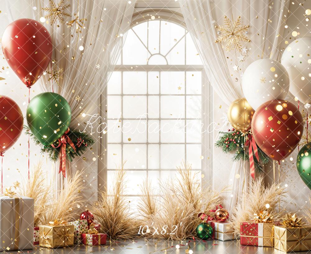 Kate Christmas Balloons Window Backdrop Designed by Emetselch - Kate Backdrop AU