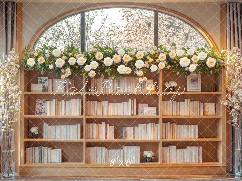 Kate Flower Arch Bookshelves Window Backdrop Designed by Mini MakeBelieve