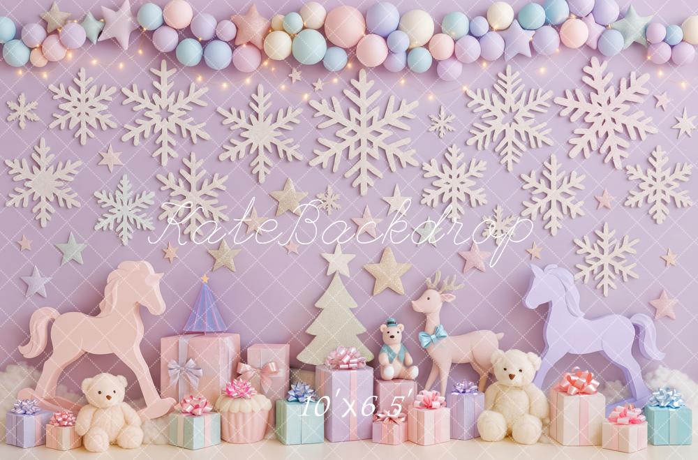 Kate Christmas Snowflakes Toys Gifts Backdrop Designed by Patty Roberts