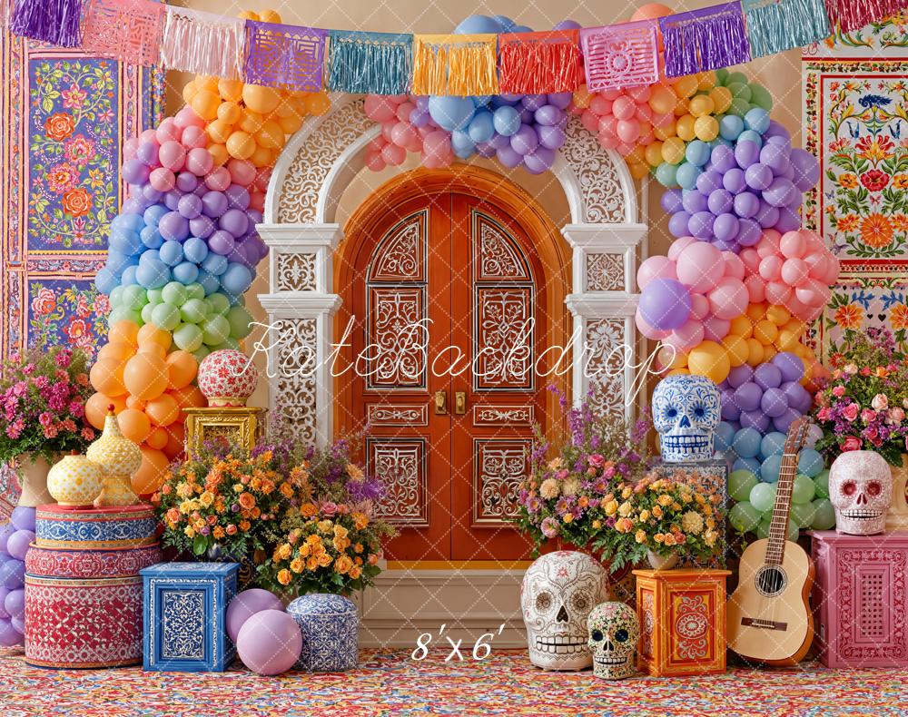 Kate Arch Balloons Skulls Guitar Fleece Backdrop Designed by Emetselch