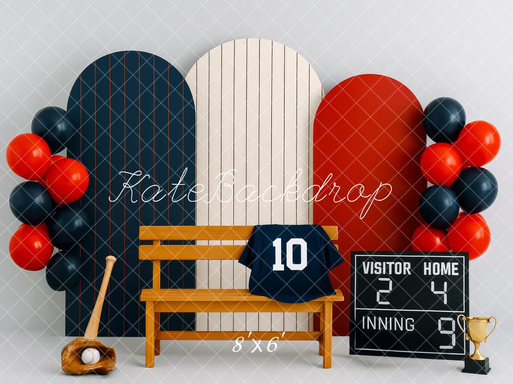 Kate Baseball Bench Balloons Backdrop Designed by Patty Roberts - Kate Backdrop AU