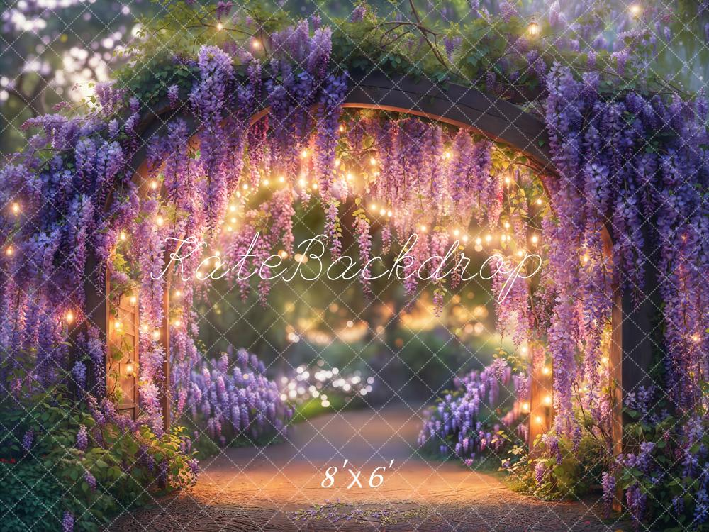 Kate Flower Arch Purple Wisteria Lights Backdrop Designed by Emetselch - Kate Backdrop AU