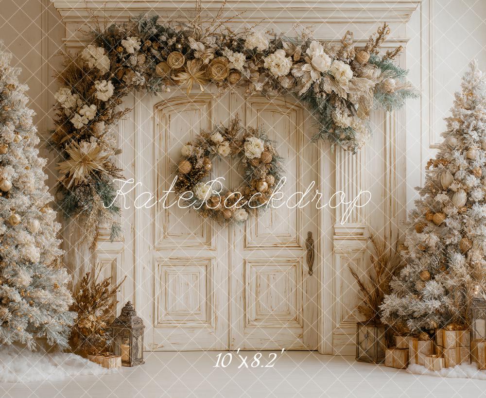 AUSALE Kate Retro Christmas Trees Floral Backdrop Designed by Ashley Paul