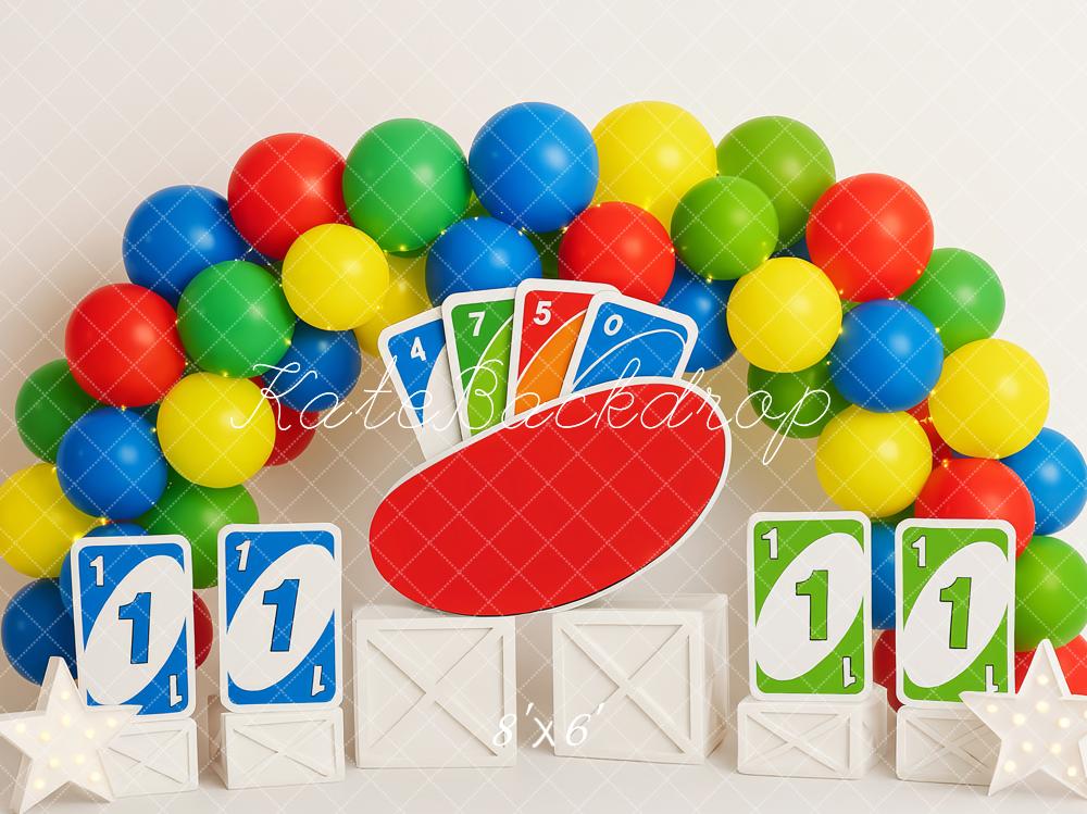 Kate Colourful Balloons Playing Cards Cake Smash Backdrop Designed by Patty Roberts