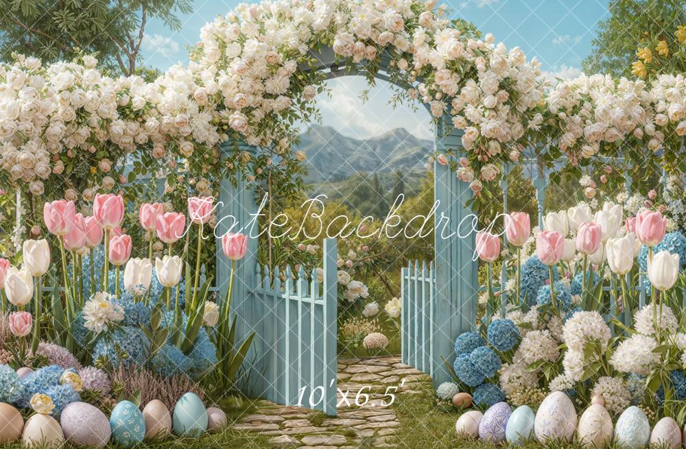 Kate Easter Flower Arch Garden Eggs Fleece Backdrop Designed by Emetselch
