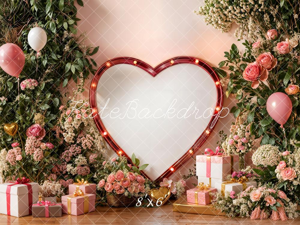 Kate Heart Frame Flowers Balloons Valentine Backdrop Designed by Emetselch