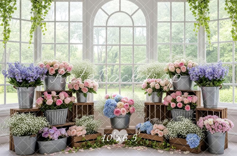 Kate Flower Spring Window Fleece Backdrop Designed by Patty Roberts