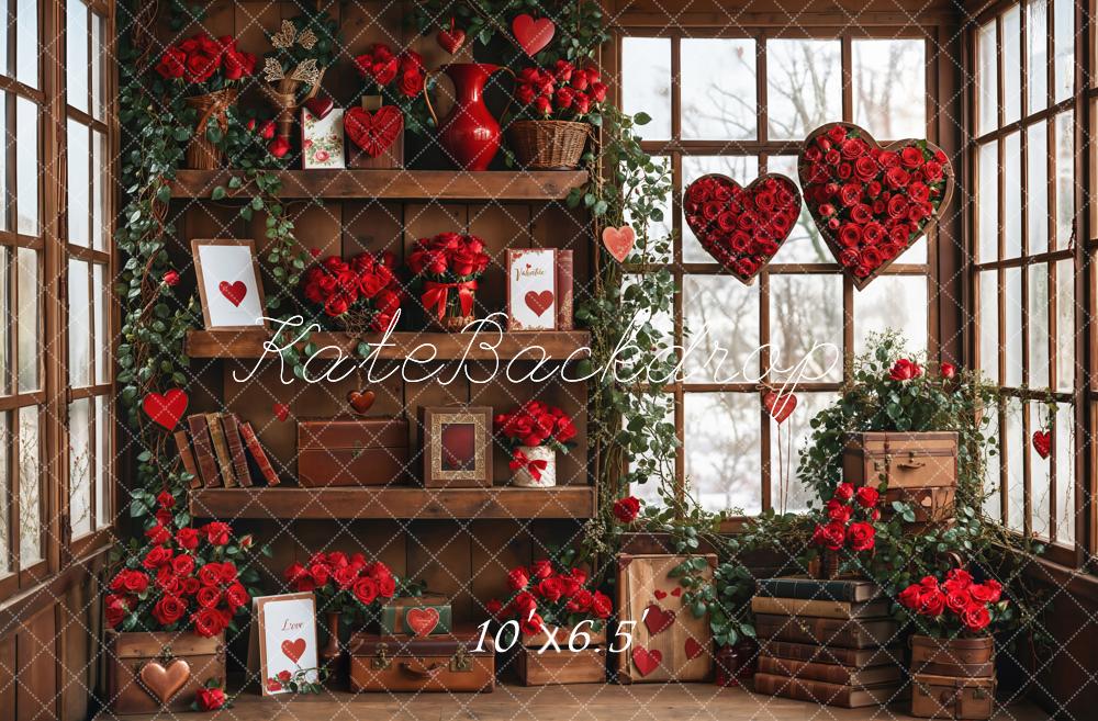 Kate Valentines Red Roses Heart Backdrop Designed by GQ - Kate Backdrop AU