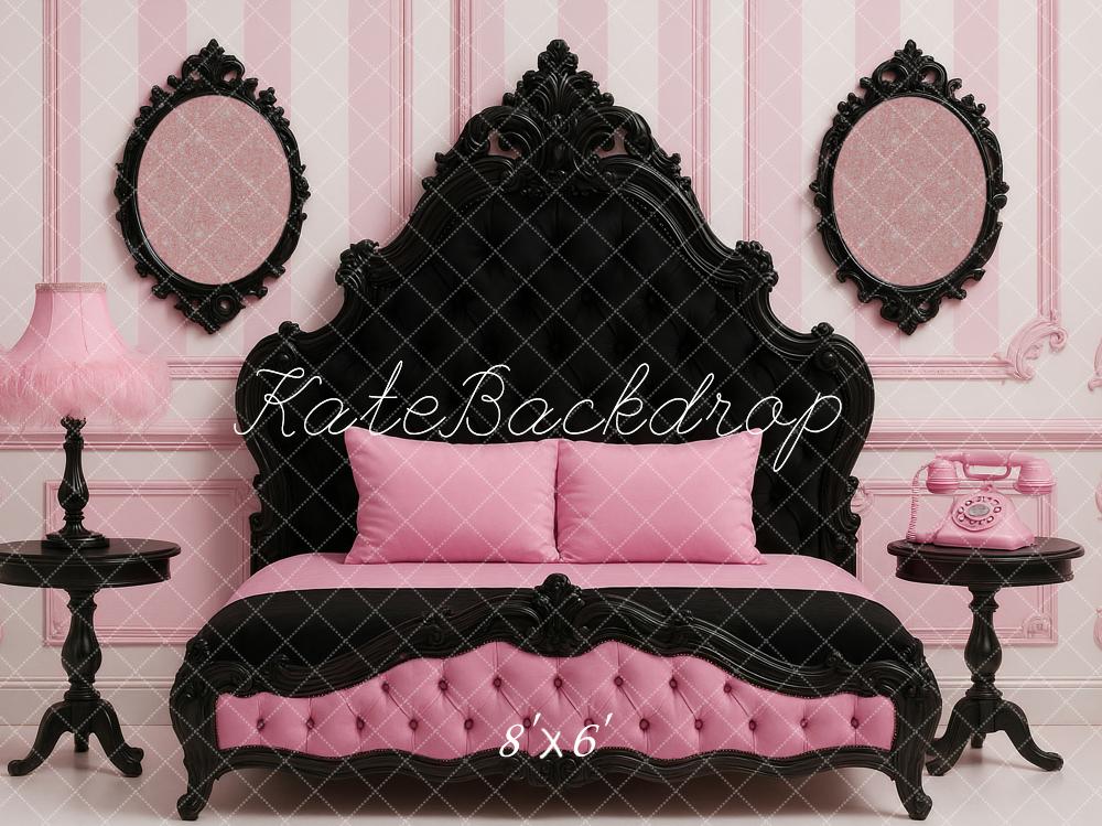 Kate Doll Dream Pink Black Bed Room Backdrop Designed by Ashley Paul