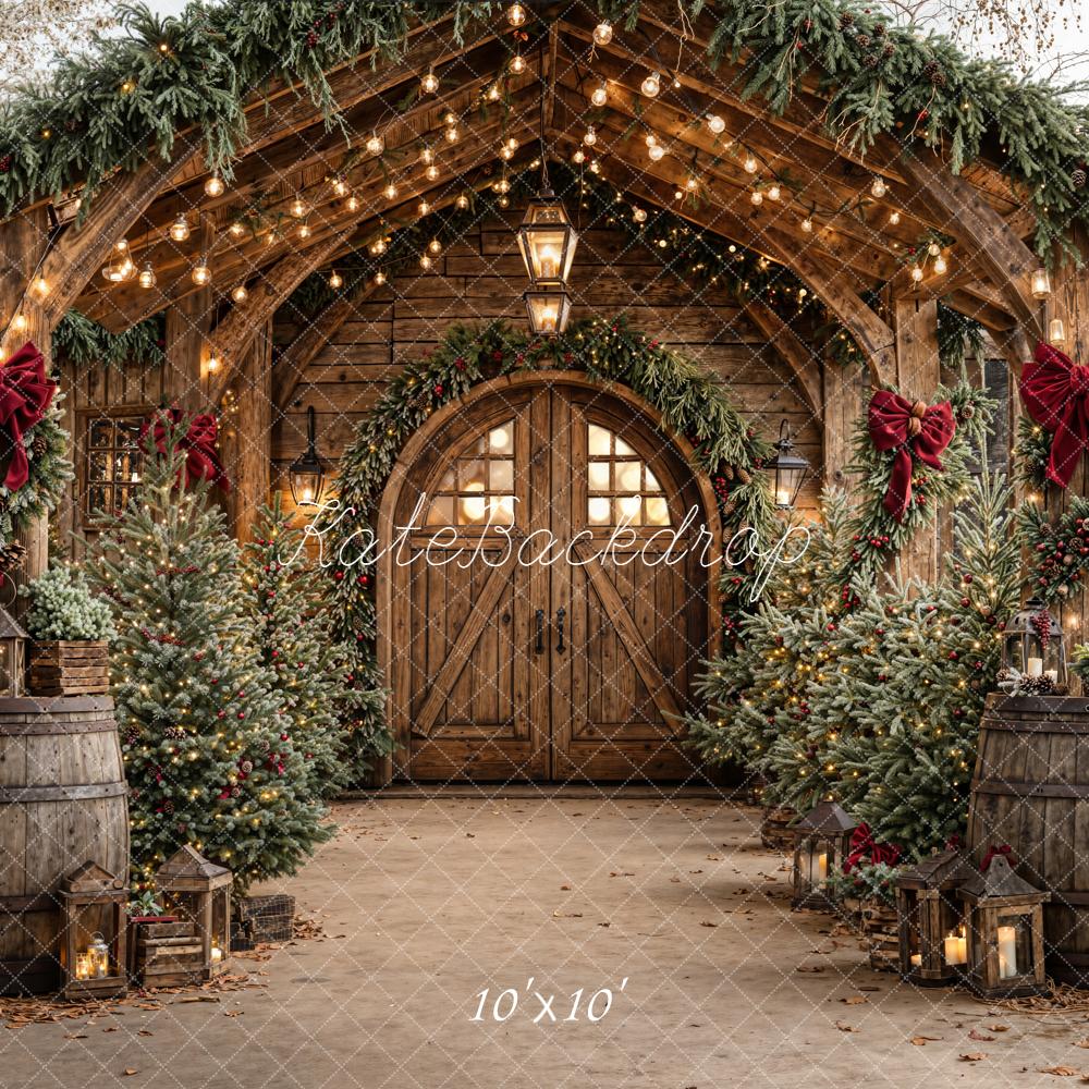 Kate Christmas Wooden Barrels Backdrop Designed by Emetselch - Kate Backdrop AU