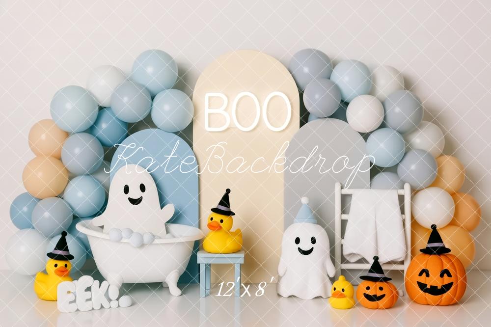 Kate Halloween Ghost Bathtub Balloons Backdrop Designed by Patty Roberts - Kate Backdrop AU