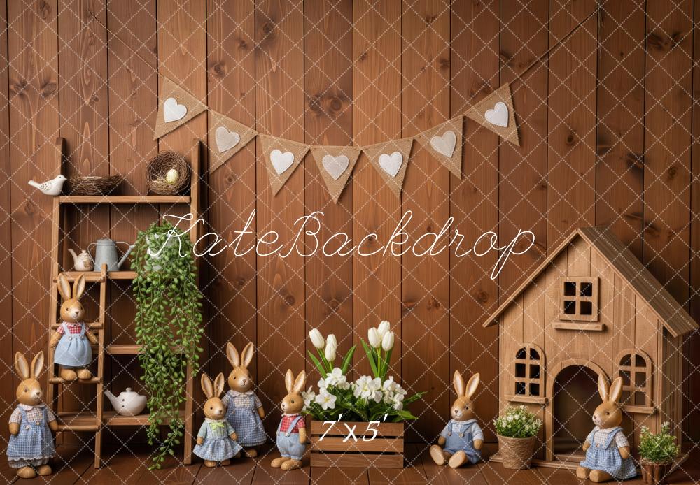 Kate Easter Bunny Dolls Wooden Wall Backdrop Designed by Patty Roberts