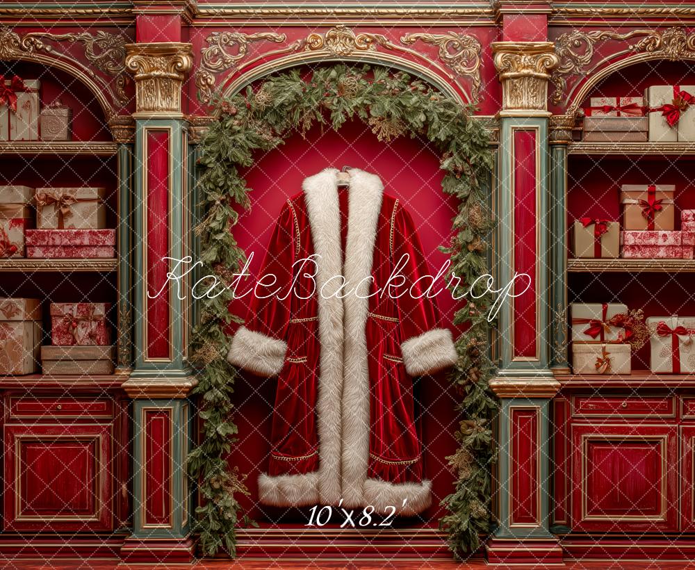 Kate Christmas Santa Coat Red Backdrop Designed by Patty Roberts - Kate Backdrop AU