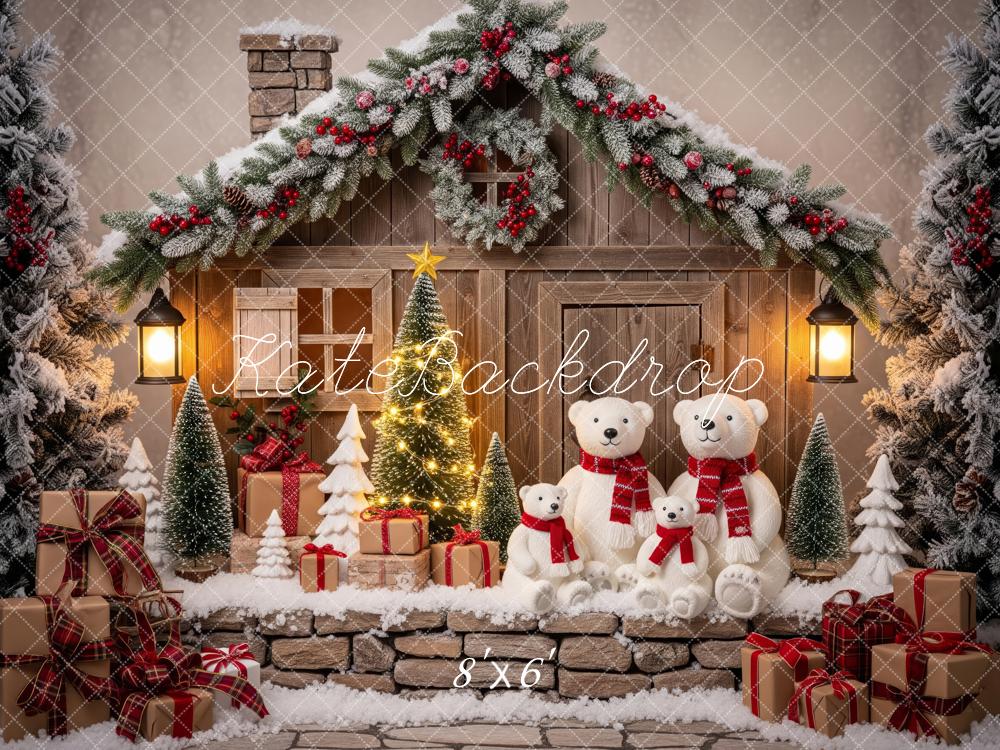 Kate Christmas Polar Bears Cabin Backdrop Designed by Patty Roberts