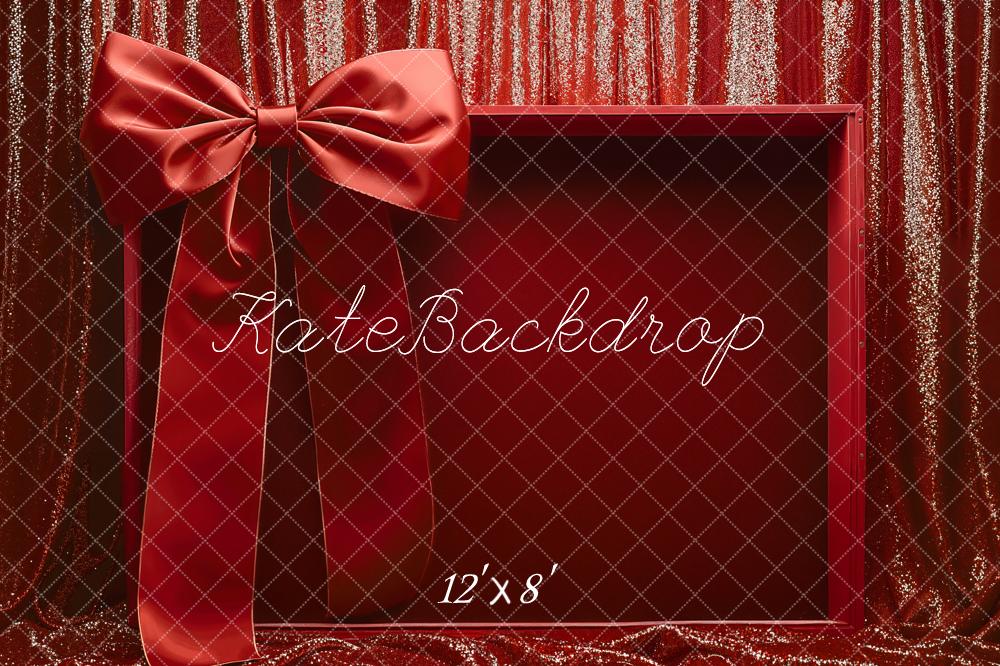 Kate Red Box Ribbon Glitter Curtain Backdrop Designed by Emetselch