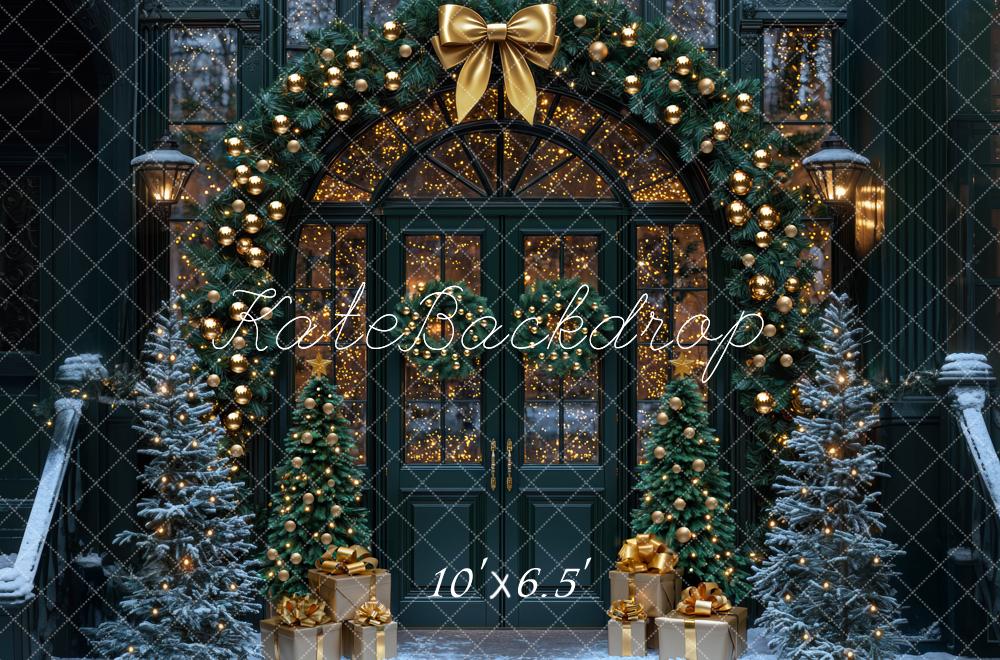 Kate Christmas Gold Garland Trees Backdrop Designed by Mini MakeBelieve - Kate Backdrop AU