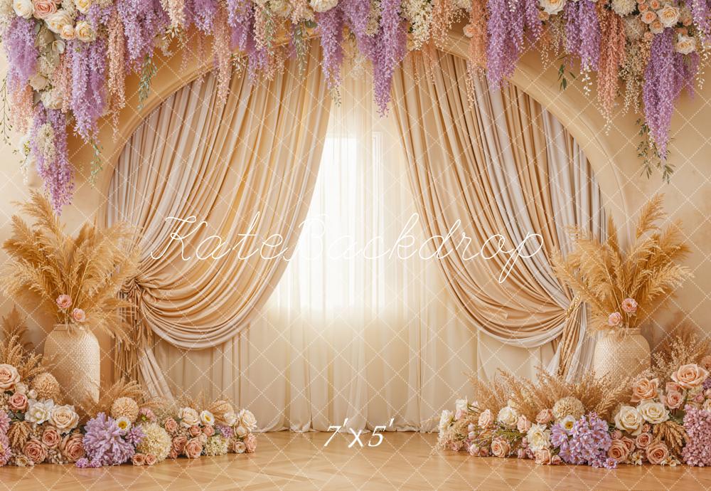 Kate Wedding Beige Curtains Pampas Backdrop Designed by Emetselch