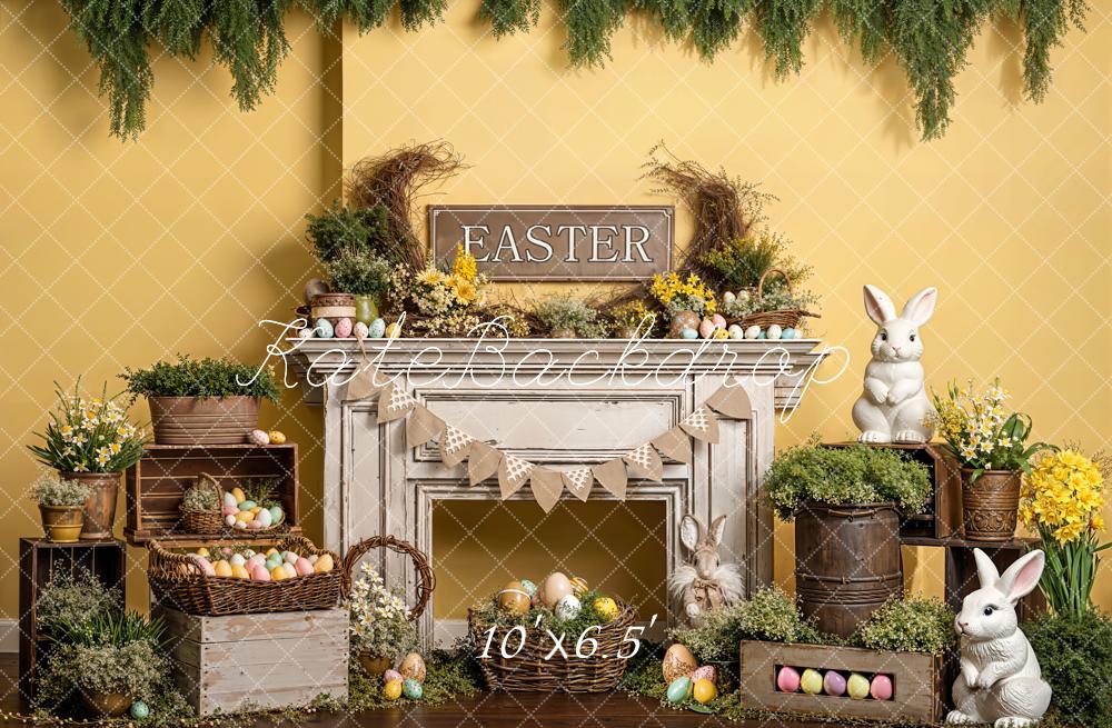 Kate Easter Bunny Eggs Fireplace Backdrop Designed by Emetselch