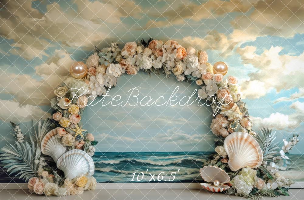 Kate Arch Seashell Beach Waves Backdrop Designed by Mini MakeBelieve - Kate Backdrop AU