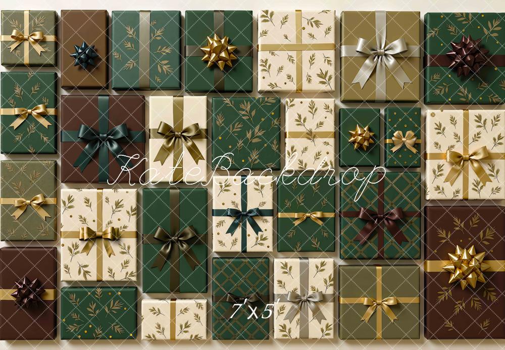 Kate Christmas Green Presents Wall Backdrop Designed by Mini MakeBelieve