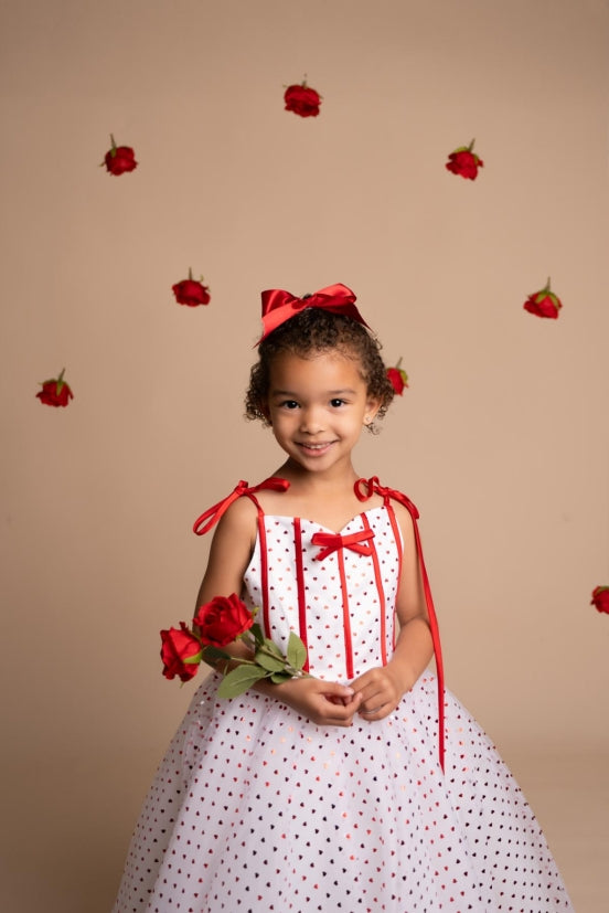 Kate Valentine's Day Heart Sequin Bow Kids Dress for Photography - Kate Backdrop AU