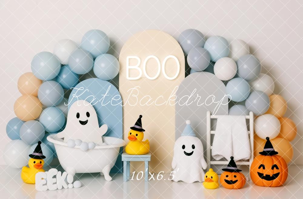 Kate Halloween Ghost Bathtub Balloons Backdrop Designed by Patty Roberts - Kate Backdrop AU