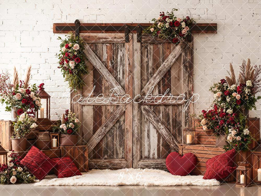 Kate Rustic Wooden Barn Door Backdrop Designed by Emetselch