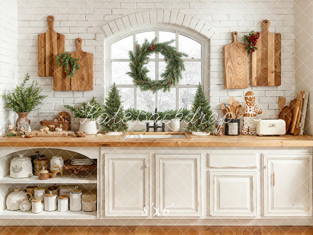 Kate Christmas Kitchen Wreath Cutting Boards Backdrop Designed by Emetselch