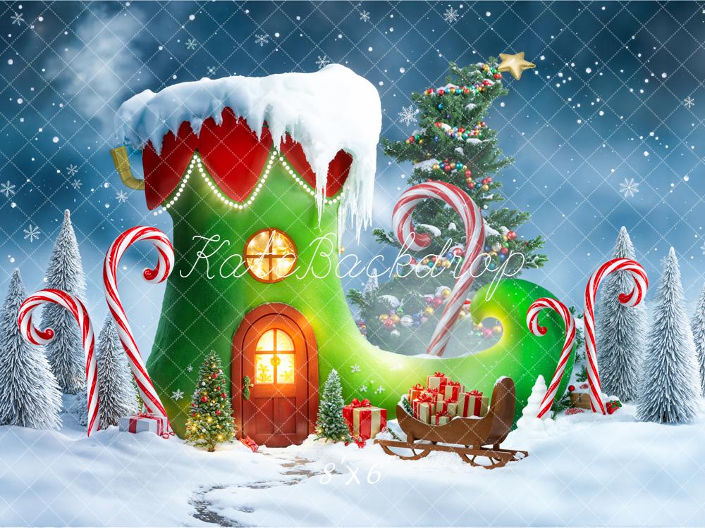 Kate Elf Shoe House Christmas Tree Backdrop Designed by Emetselch