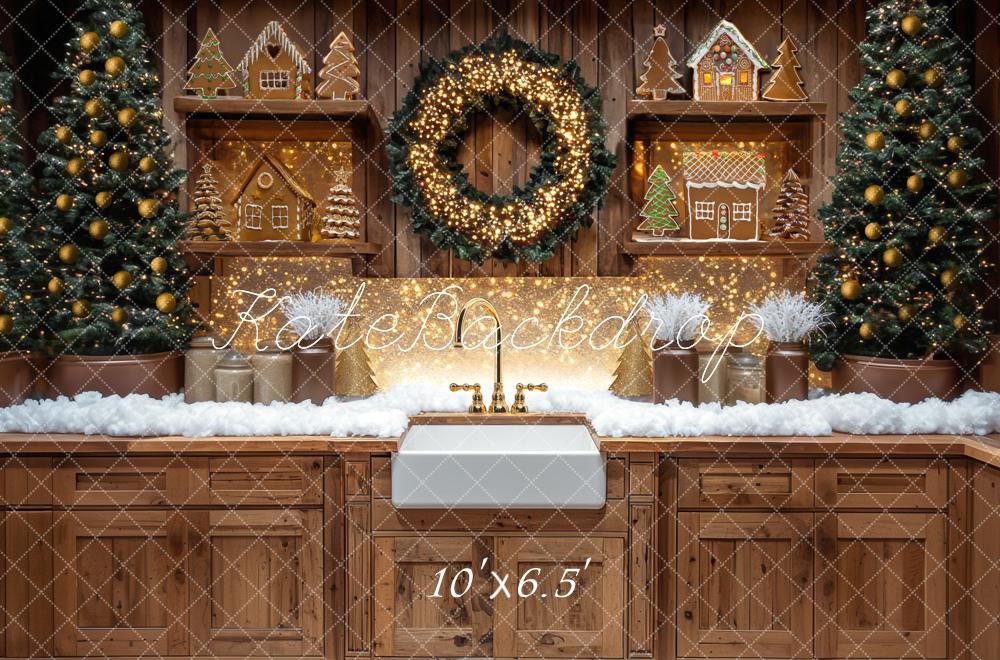 Kate Christmas Gingerbread Wreath Kitchen Backdrop Designed by Mini MakeBelieve