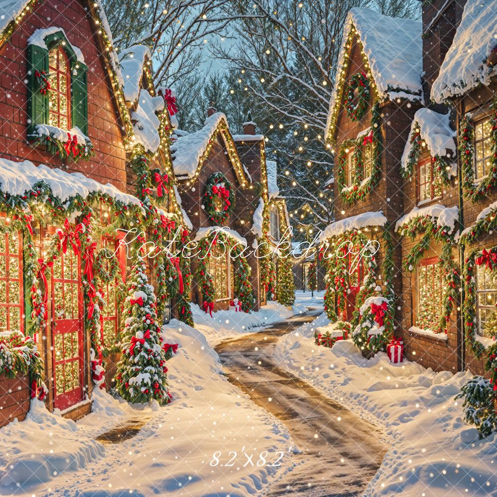 Kate Christmas Snowy Village Houses Backdrop Designed by Chain - Kate Backdrop AU