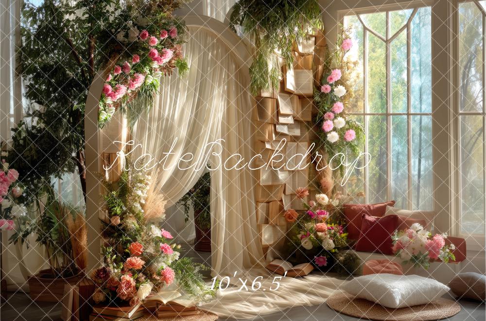 Kate Spring Books Reading Nook Backdrop Designed by Mini MakeBelieve - Kate Backdrop AU