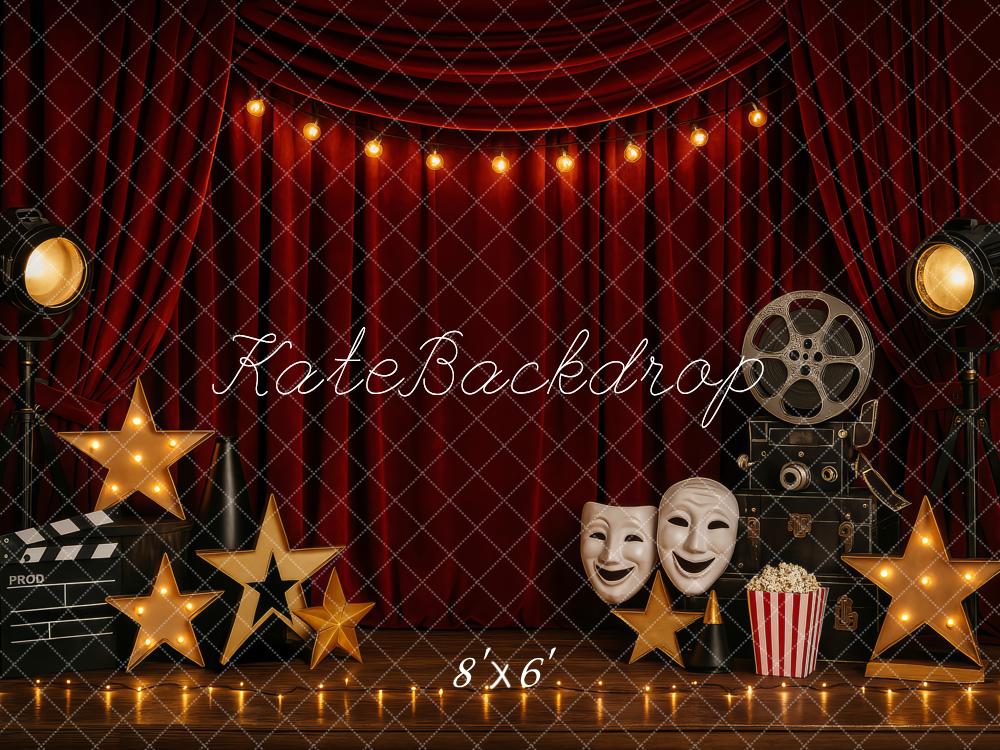Kate Red Curtains Spotlights Movie Elements Backdrop Designed by Patty Roberts