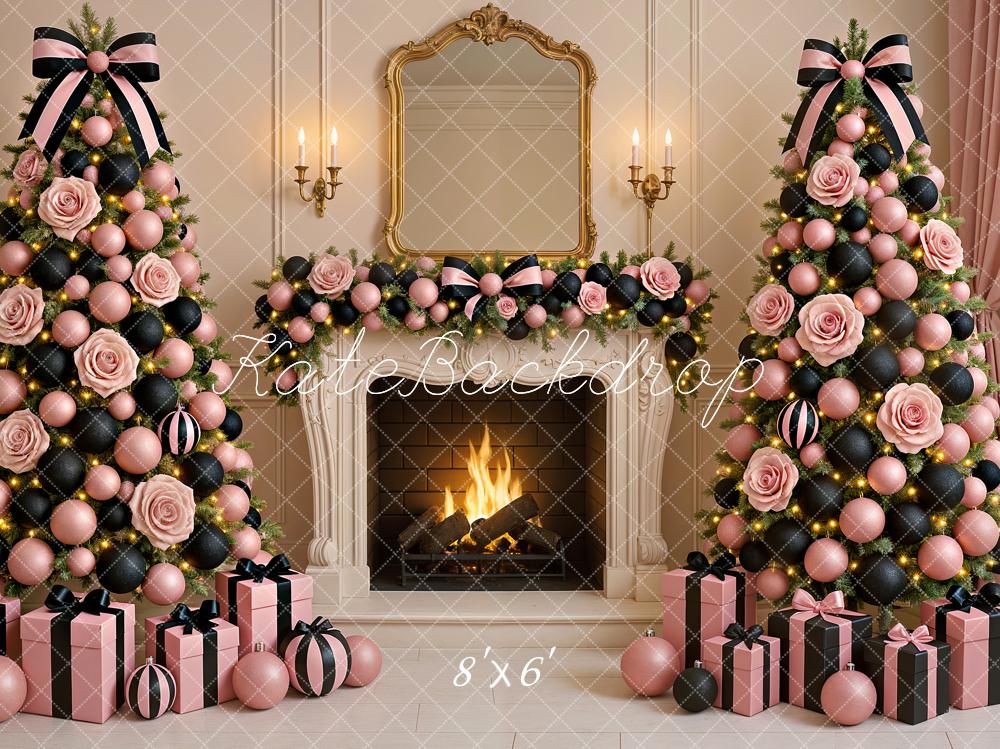 Kate Christmas Rose Tree Fireplace Backdrop Designed by Ashley Paul - Kate Backdrop AU